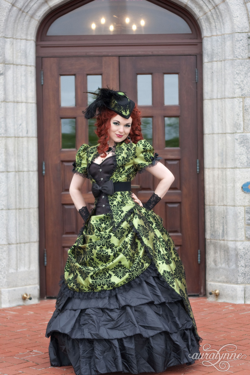 Green 2025 steampunk dress