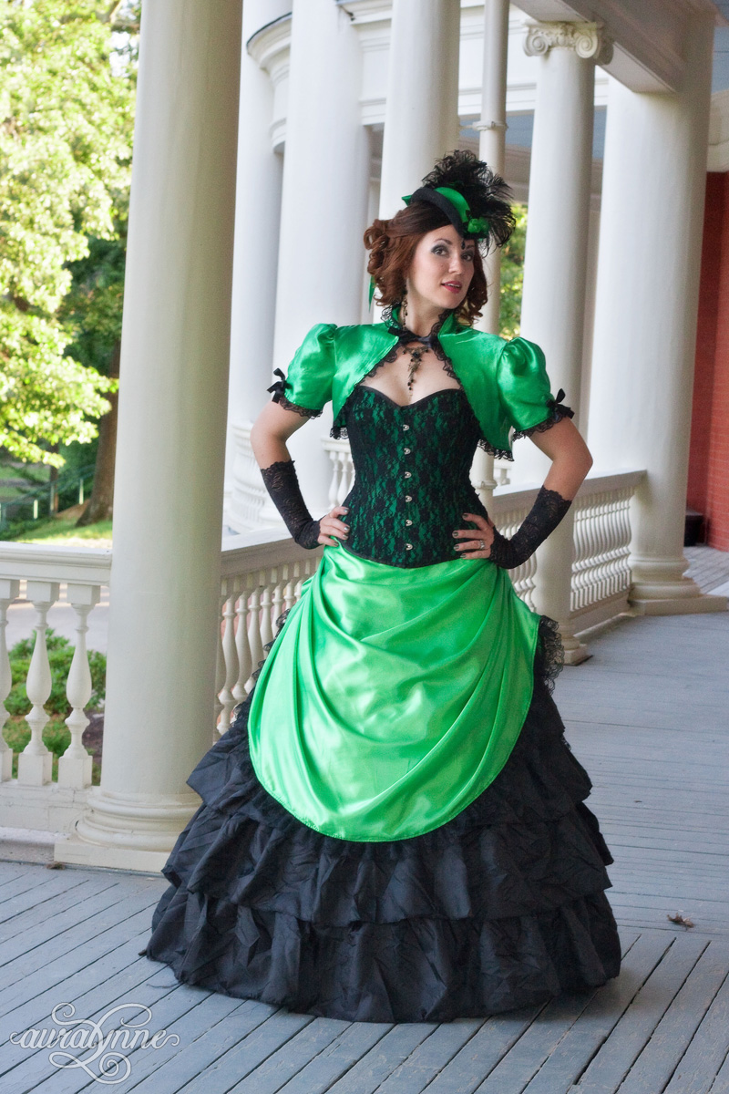 Victorian shop dress green