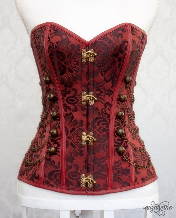 Red Steampunk Corset Front View