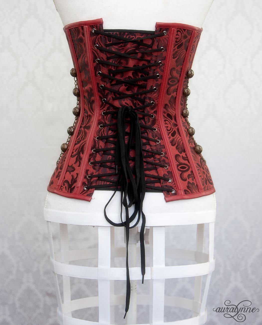 Red Steampunk Corset Back View