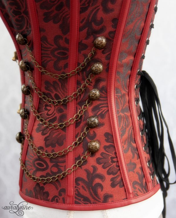 Red Steampunk Corset Side Detail