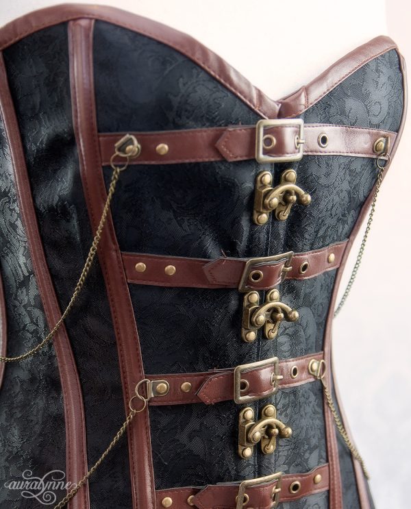 Copper Brown Steampunk Corset Closeup