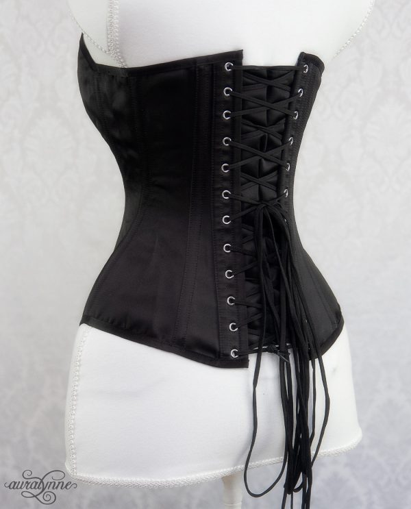 Black Satin Hourglass Corset back