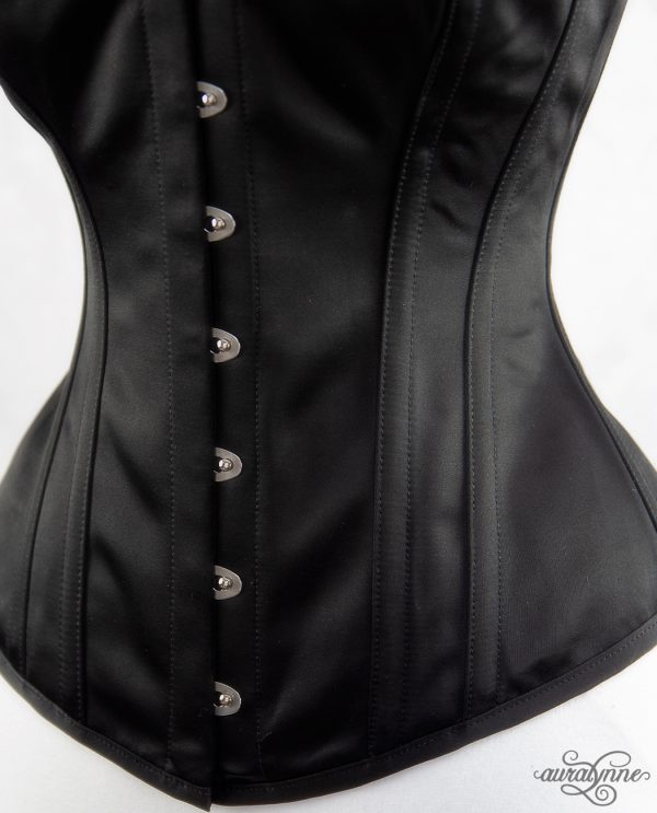 Black Satin Hourglass Corset Closeup