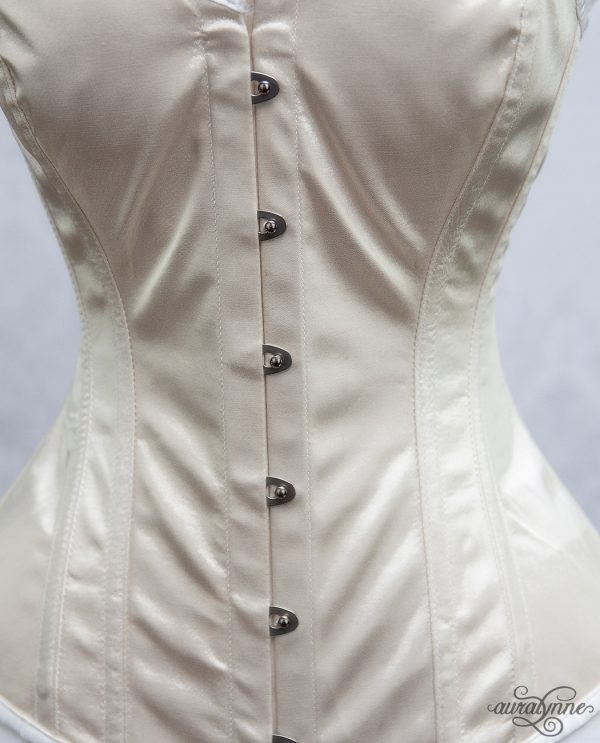 Ivory Satin Hourglass Corset Closeup