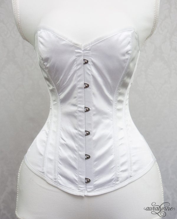 White Satin Hourglass Corset Front