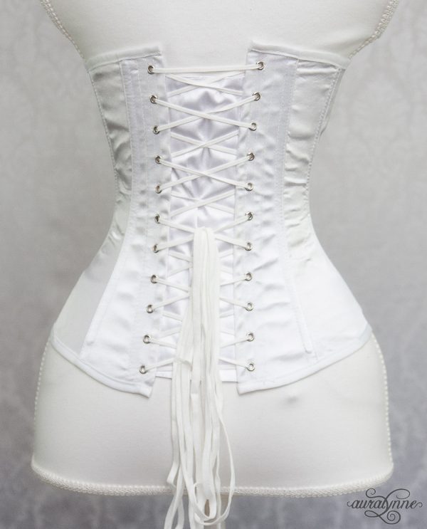 White Satin Hourglass Corset Back