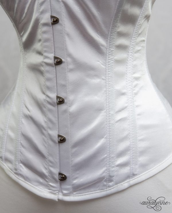 White Satin Hourglass Corset Closeup