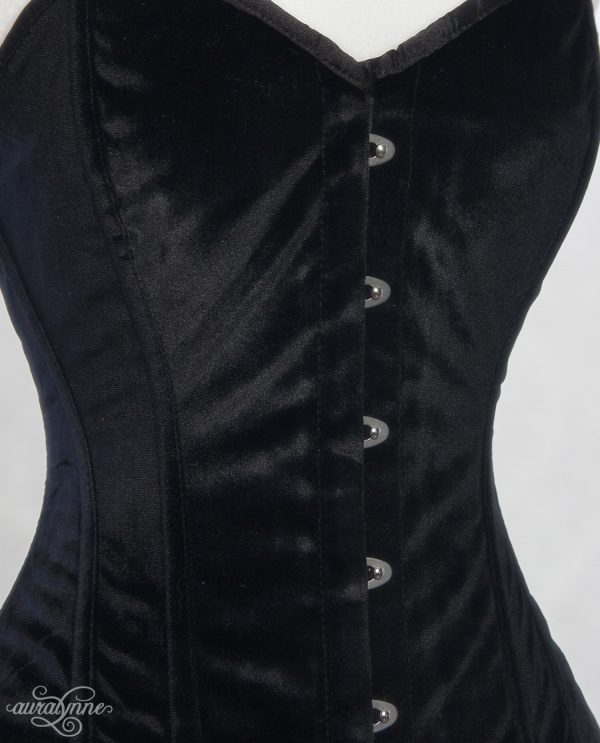 Black Velvet Hourglass Corset Closeup