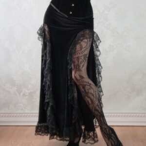 Velvet Mystique - Mermaid Skirt with Lace Slits, Made to Order