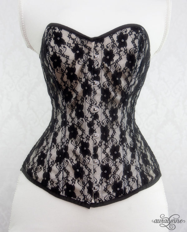 Ivory Lace Overlay Corset Front