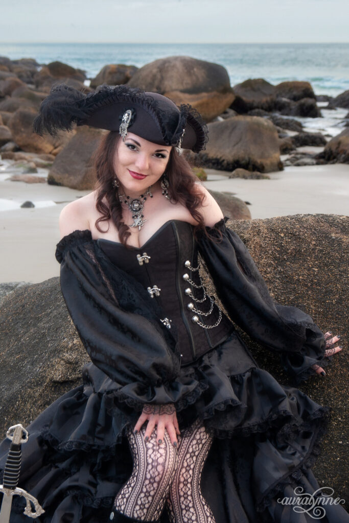 Steampunk Purple and Silver With Black Corset Costume Pirate 