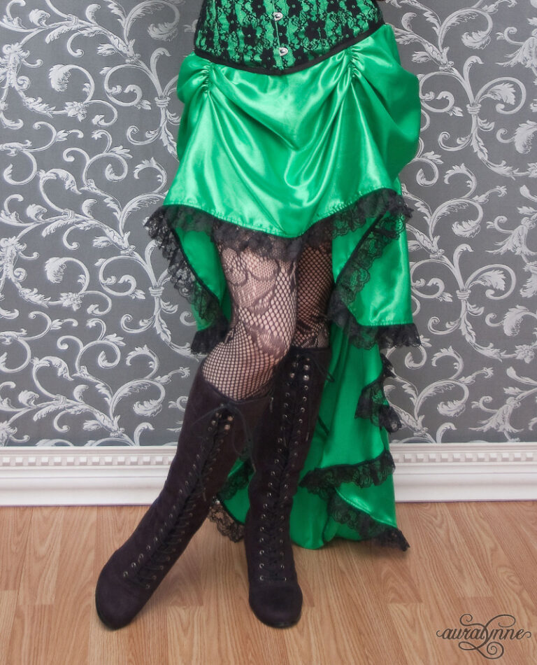 Emerald Elegance – Green and Black Victorian Steampunk Dress – auralynne
