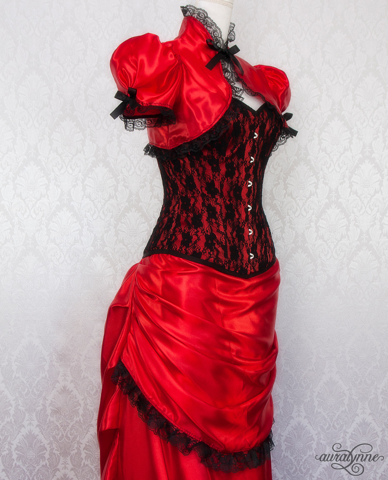 Akuchi Custom Made Victorian Inspired Red Corset Dress with Bolero