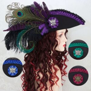 Jewel of the Sea Pirate Hat – Peacock Feather Tricorn